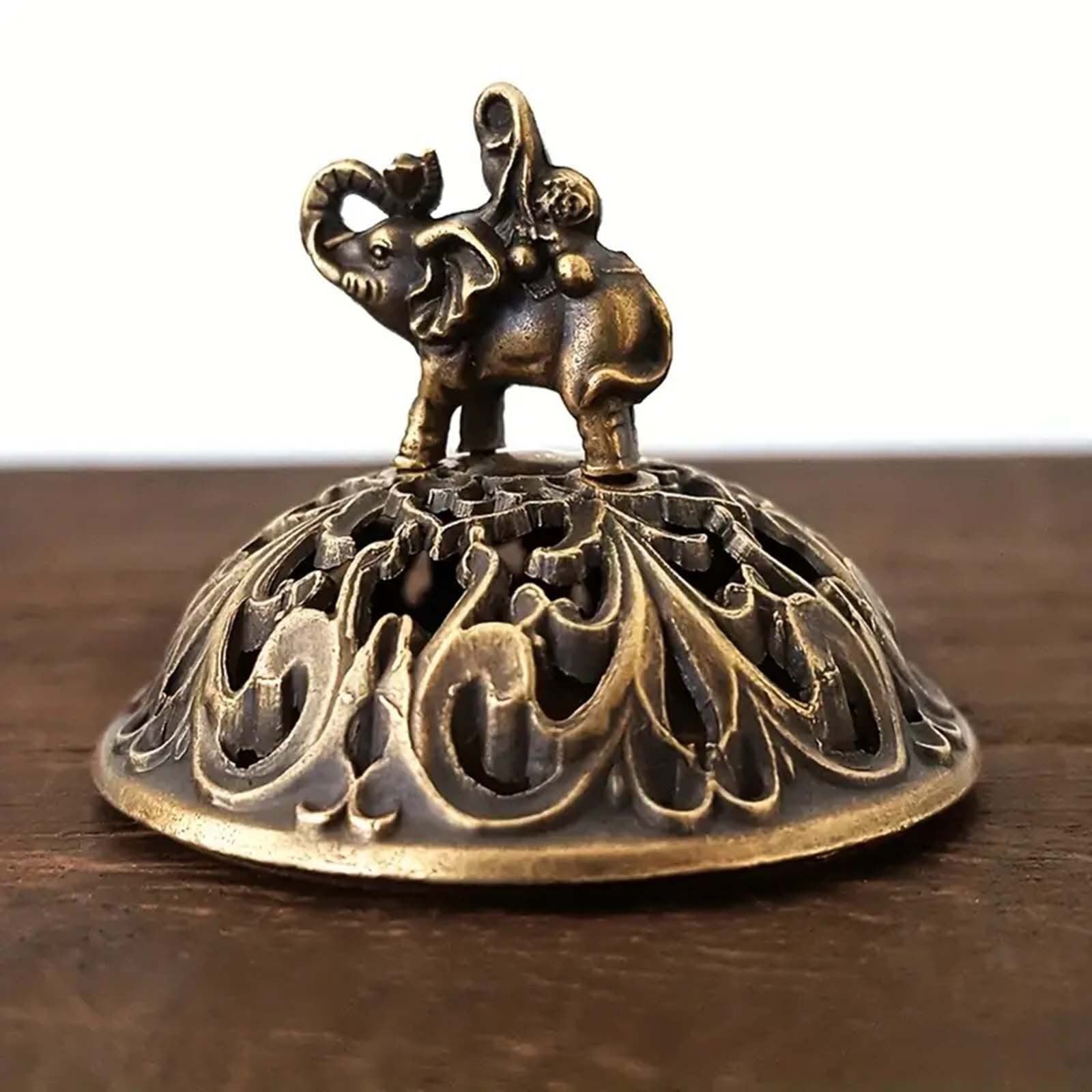 Elephant Lotus Incense Burner Metal Incense Holder Bowl Decorative Incense Burner
