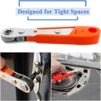 1 or 2 Set Ratcheting Right Angle Screwdriver - 90 Degree Offset Hex Drive with Bits