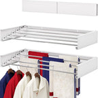 80CM Foldable Wall Mounted Clothes Drying Rack - Metal Towel and Laundry Holder White