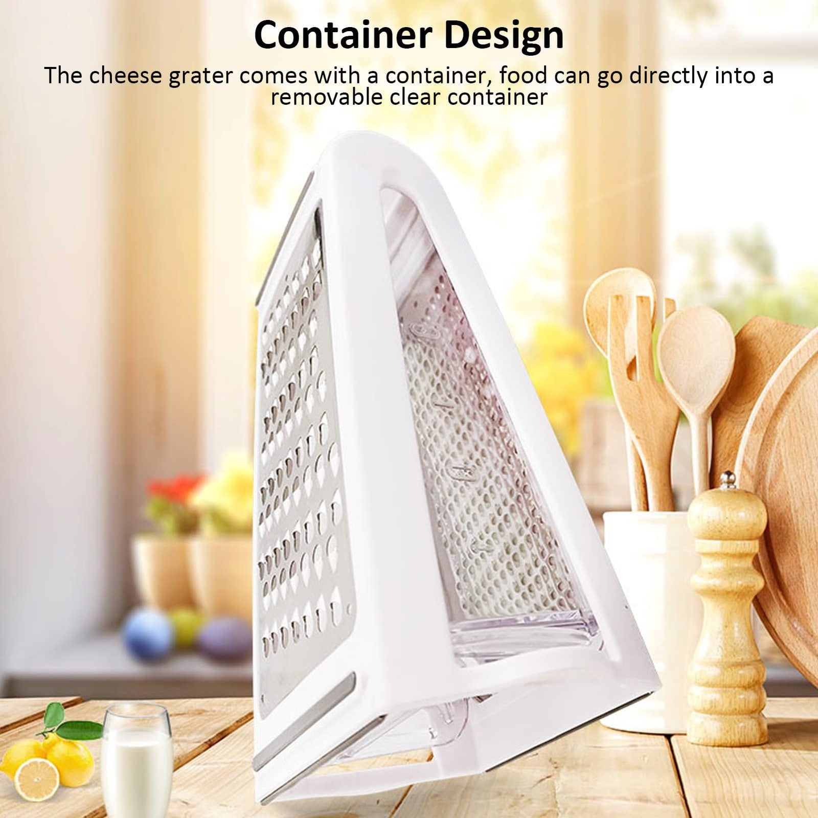 2PCS Vegetable Cheese Grater with Container – Double Sided Garlic Ginger Box Grater