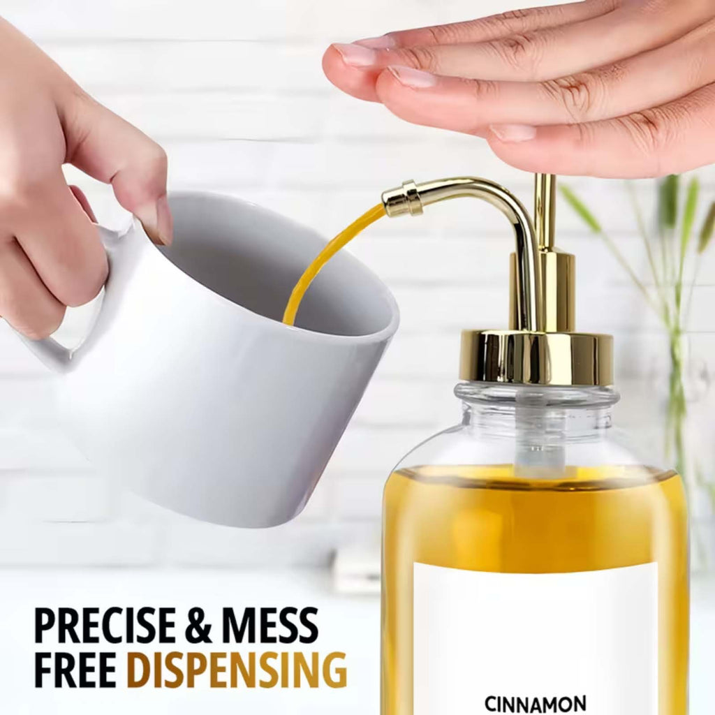 2PCS Glass Coffee Syrup Dispenser Set with Pumps Funnel & Labels 500ML Bottles
