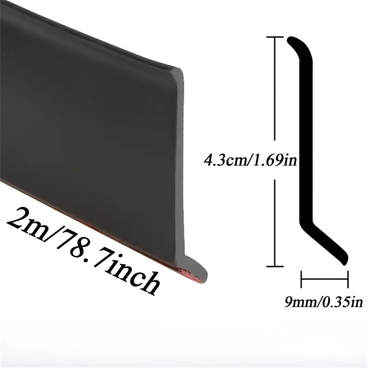 2PCS Window Rain Guard 2m PVC Self Adhesive Drainage Barrier Strip Black