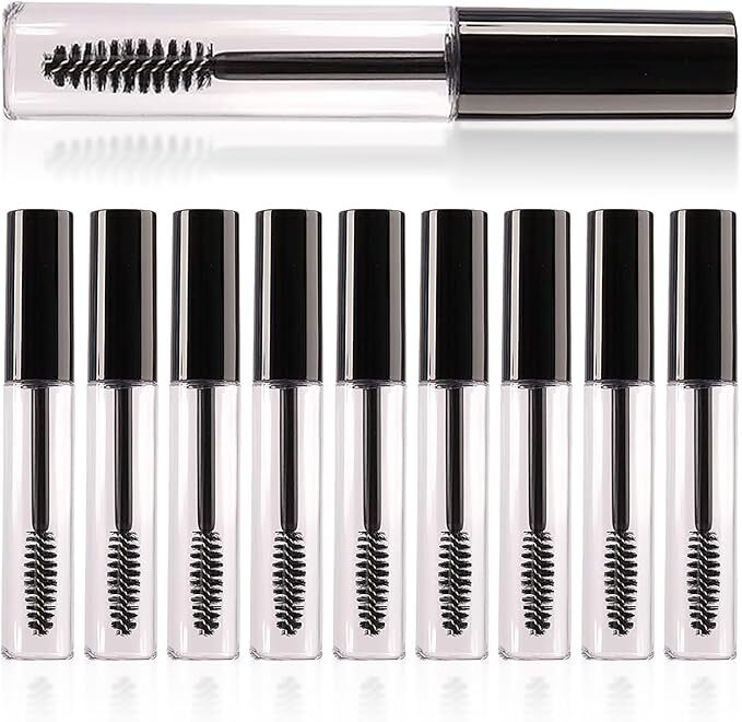 50PCS 10ml Empty Mascara Tube with Brush Wand Eyelash Serum Bottle Refillable