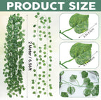 12PCS 2M Artificial Ivy Vine Garland - Fake Hanging Green Leaf Plant for Party Home Decor