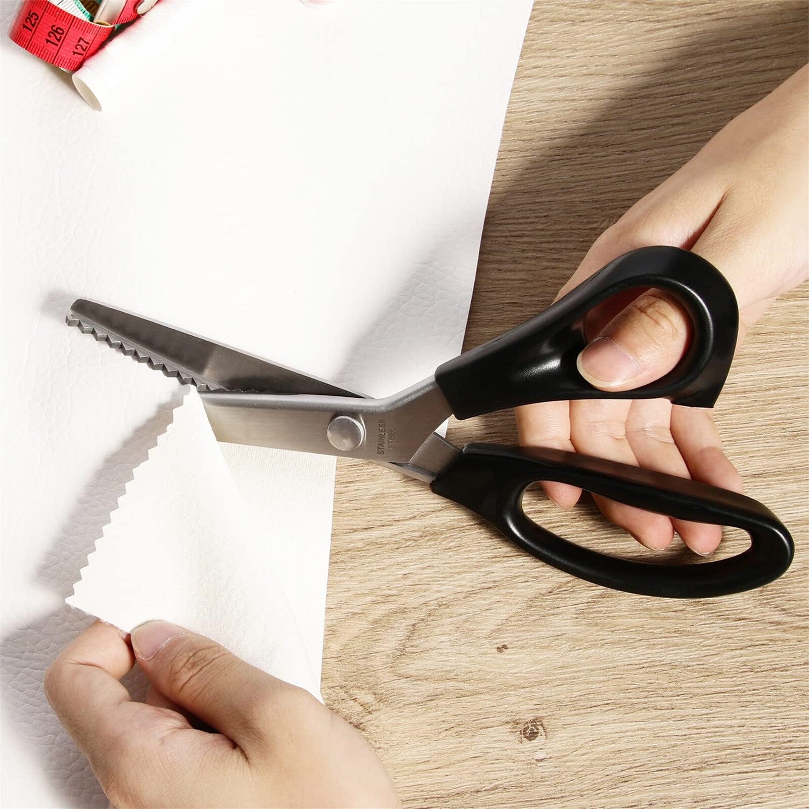 2PCS Zig Zag Pinking Shears – Serrated Fabric Scissors for Sewing Dressmaking Crafts