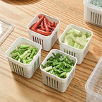2pcs Fridge Storage Organizer Boxes | 6 Grid Vegetable Onion Meat Drain Containers