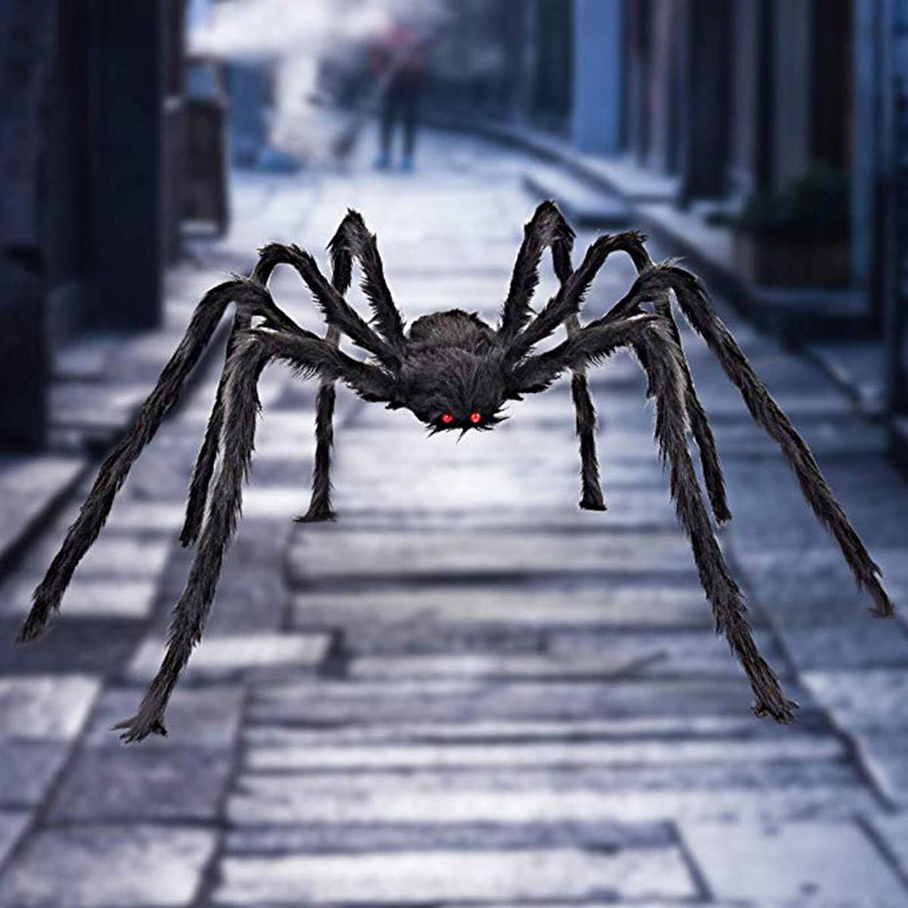 4PCS Giant Black Spider Halloween Decoration Plush Haunted House Party Prop
