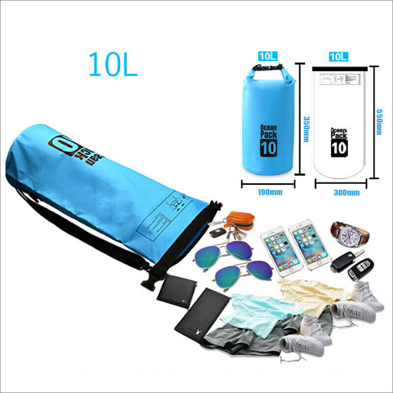 Waterproof Dry Bag Sack | Roll Top Outdoor Bag for Fishing Camping Kayak Canoeing 2/5/10L
