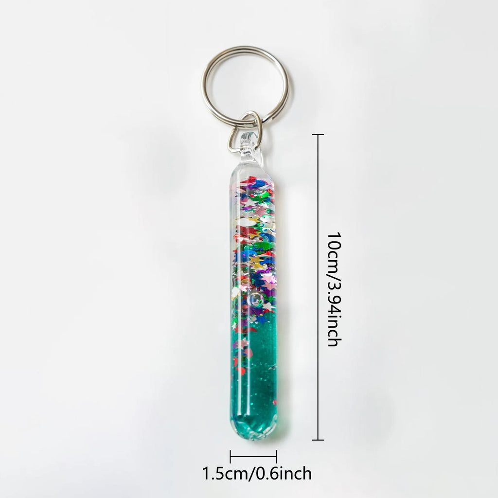 2-20PCS Glitter Liquid Wand Keyrings Colourful Floating Sequin Keychain Bag Charm