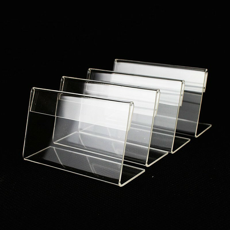 40PCS Acrylic Sign Display Holder - Clear Price Tag Name Card Label Stand Bracket