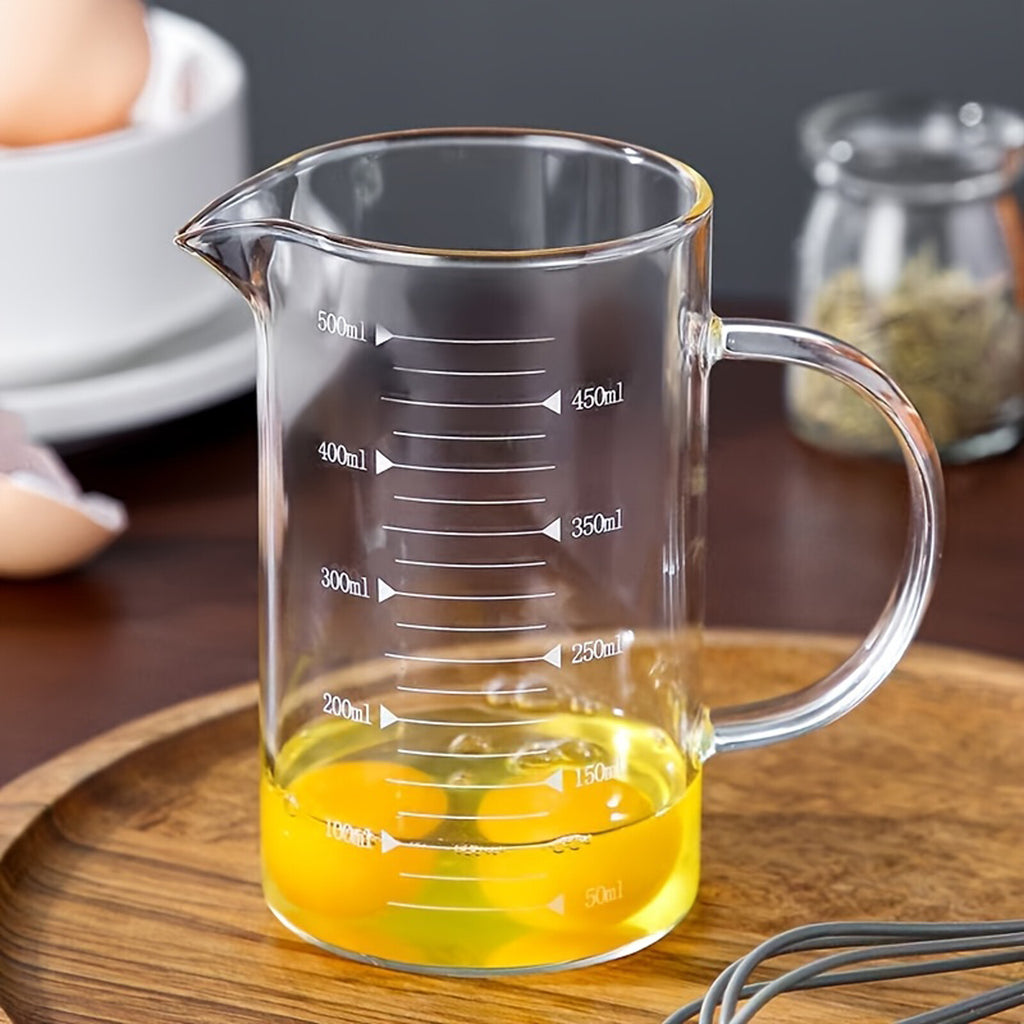2PCS 500ml Glass Measuring Cups With Handle V-Shaped Spout Kitchen Liquid Beaker
