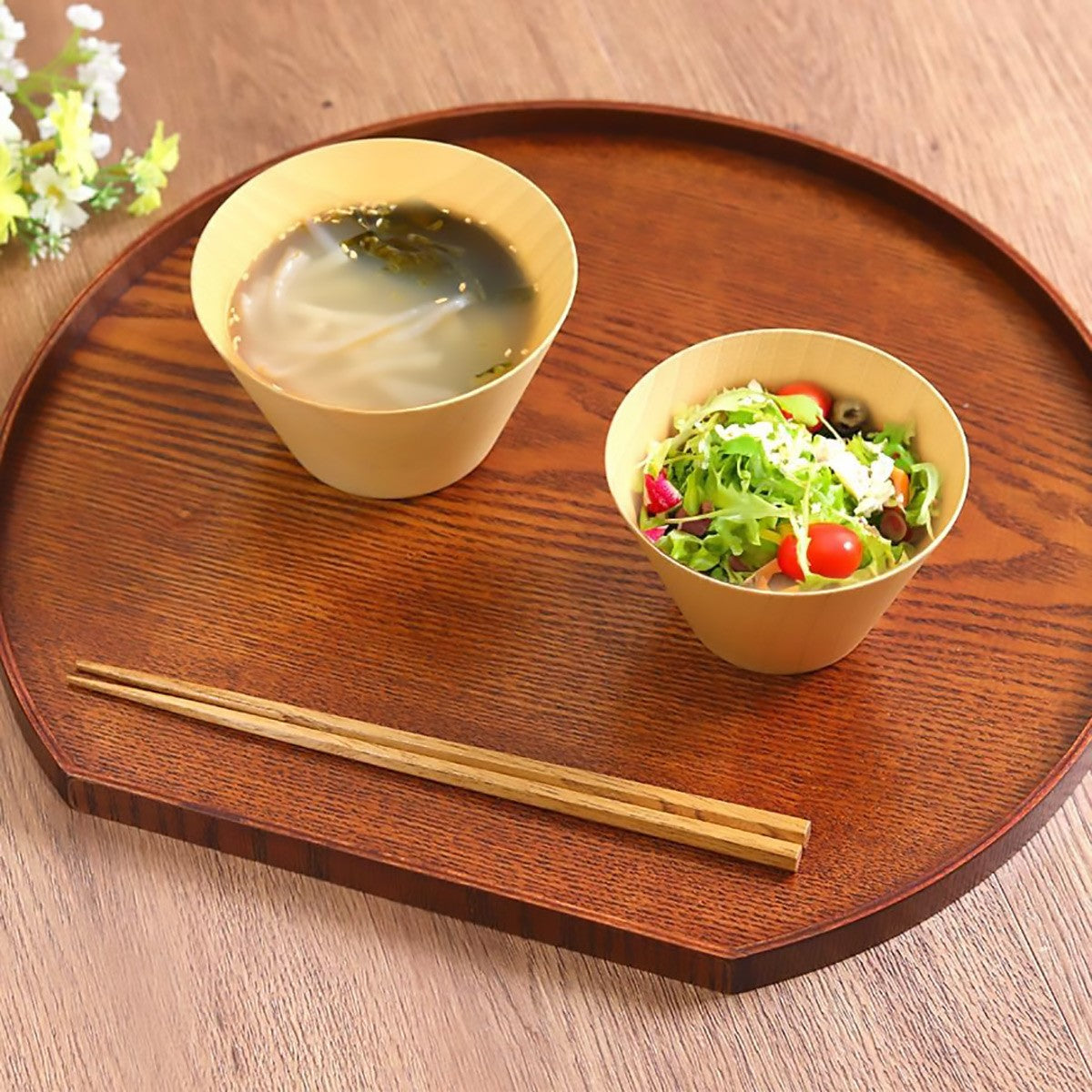 2PCS Semi-Circular Wooden Serving Pallets