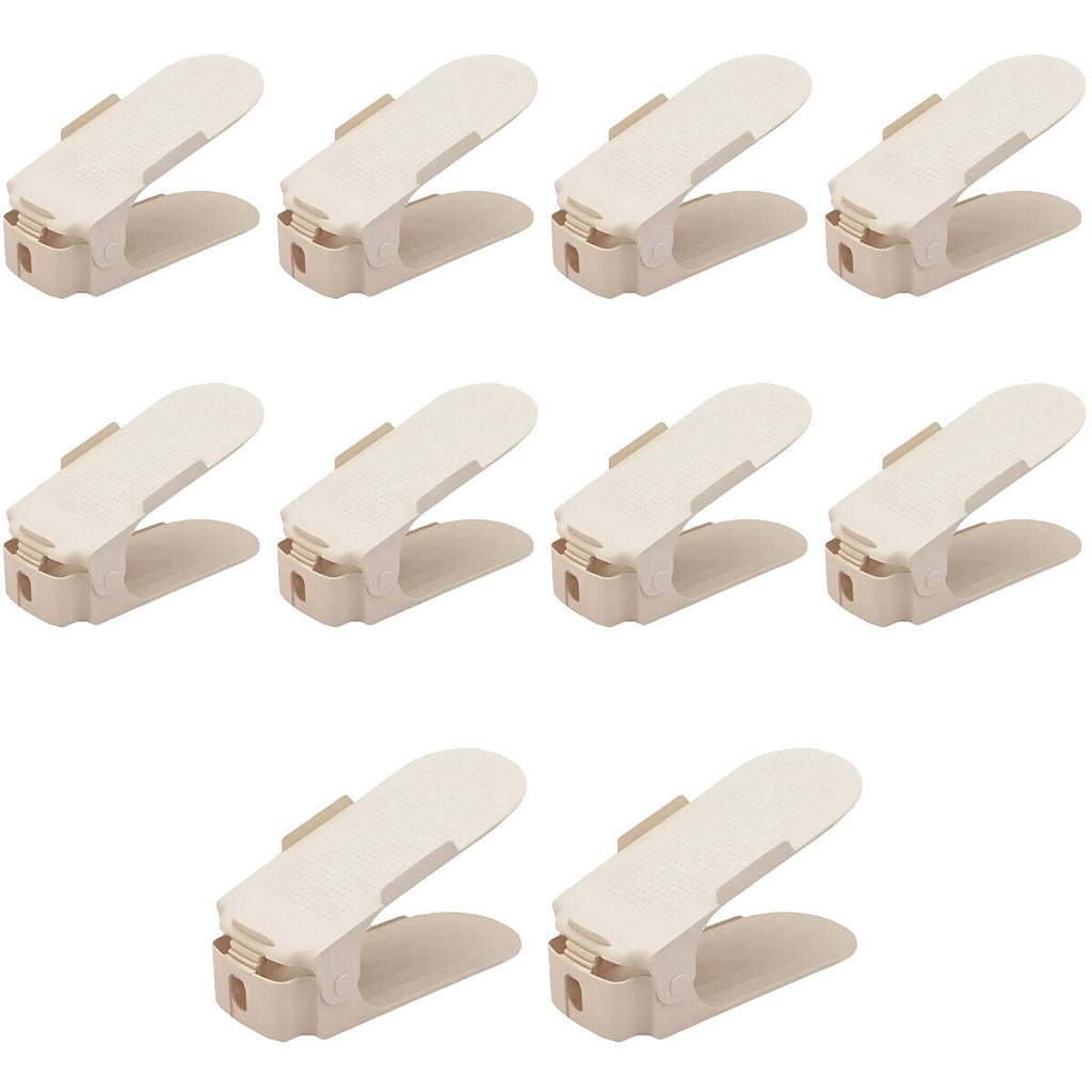 24x Adjustable Plastic Double Layer Shoe Rack Three Gear Shoe Support Space Sav24PCS Adjustable Double Layer Shoe Rack Holders - Space Saving Plastic Shoe Organiserse
