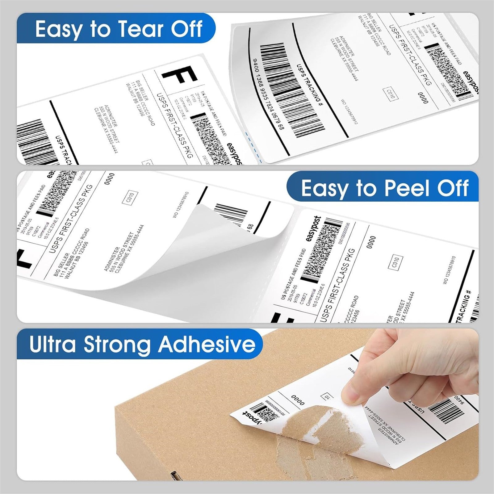 4x6 Thermal Direct Shipping Labels 500 Pack - Fan Fold 100x150mm White Sticker Labels