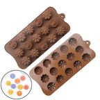 2PCS 15-Cavity Rose Silicone Mold – Flower Chocolate Cake Ice Soap Baking Mould