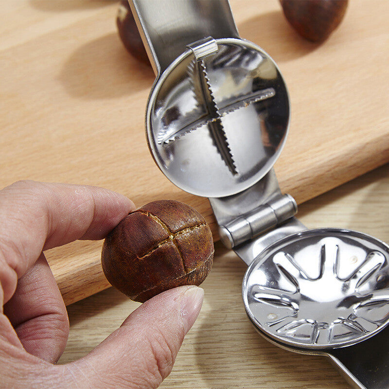 2 Pack Stainless Steel Chestnut Cutter Nut Cracker – Easy Walnut and Chestnut Opener Tool