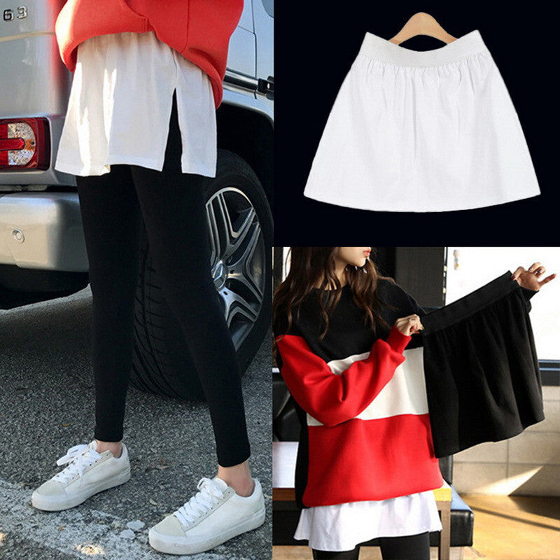 2pcs Adjustable Shirt Extender Skirt | Fake Layering Top Lower Sweep (Black & White)