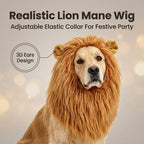 Dog lion mane with 3D ears and an adjustable elastic collar