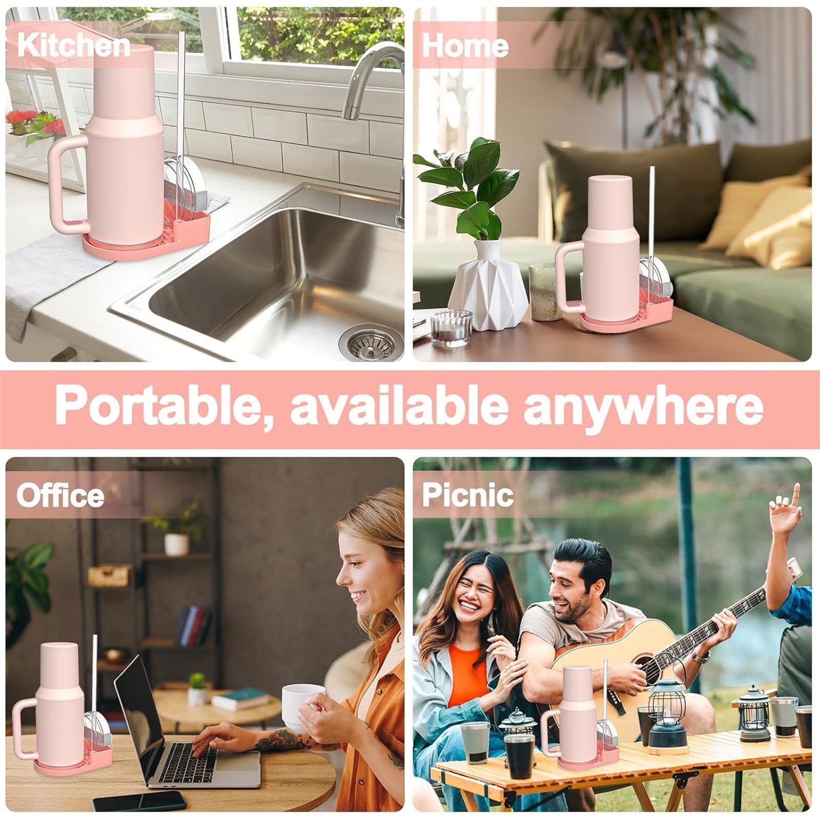 2PCS Silicone Water Bottle Drying Rack – Non-Slip Cup Dryer Stand for Bottles, Lids and Straws