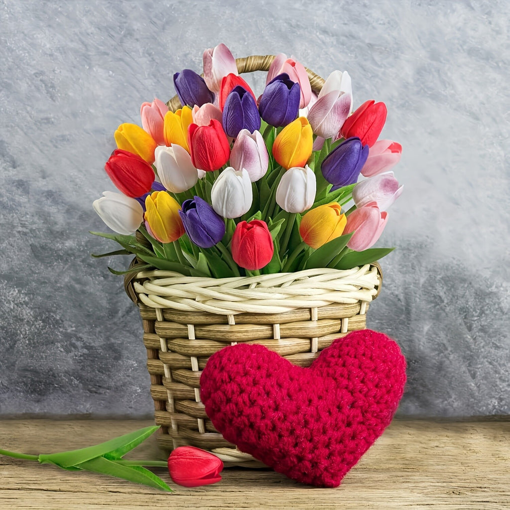 10pcs Artificial Tulip Flowers Bouquet | Realistic PU Faux Tulips for Home Wedding Decor