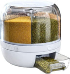 6KG Rotating Rice Storage Container | Multi-Grid Grain & Cereal Dispenser Kitchen Organizer