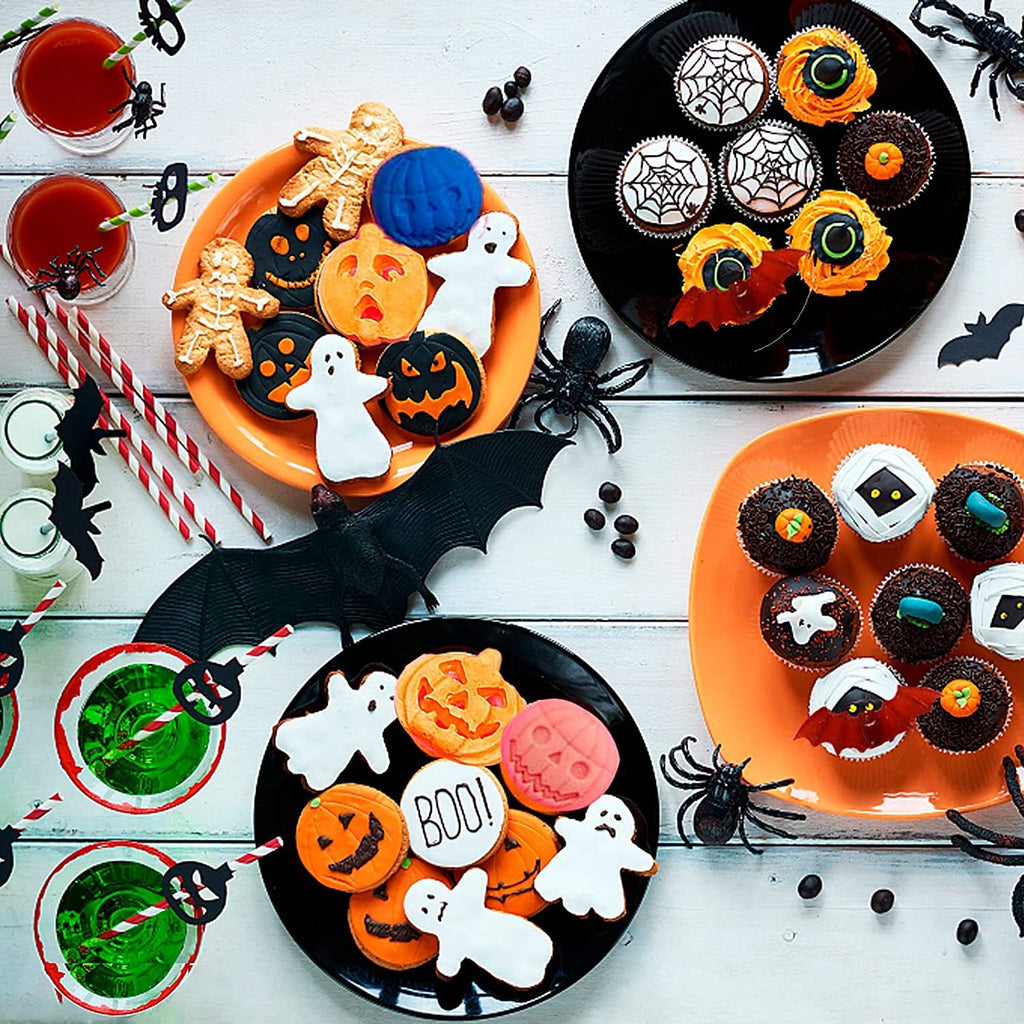 6PCS Halloween Silicone Mould Ghost Pumpkin Bat Skull DIY Resin Candle Craft Mold
