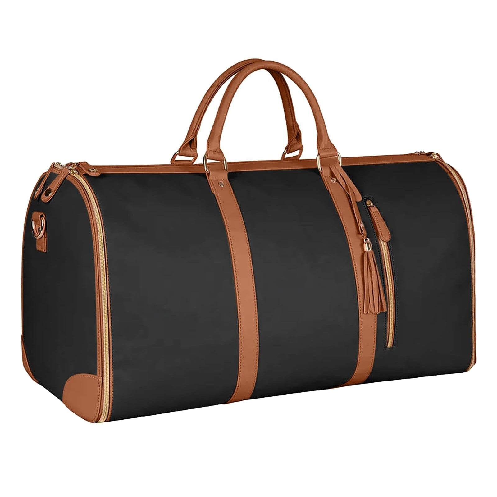 Foldable Travel Garment Duffle Bag - Large Capacity Lightweight Weekender Shoulder Bag Brown