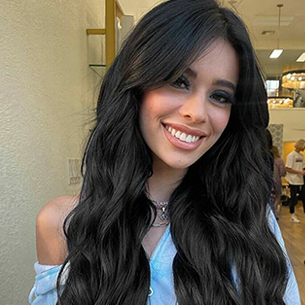 Women’s 68cm Long Wavy Curly Synthetic Wig with Hair Net | Black Cosplay Full Wig
