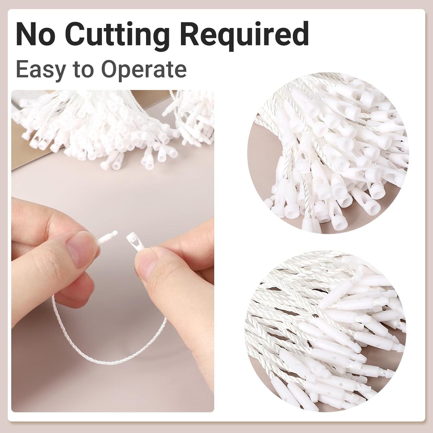 1000PCS Clothing Price Tag Strings - Bullet Head Hang Tags Label Lock Ties White