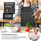 3PCS Striped Kitchen Apron with 2 Pockets – Unisex Chef Cooking BBQ Apron Washable