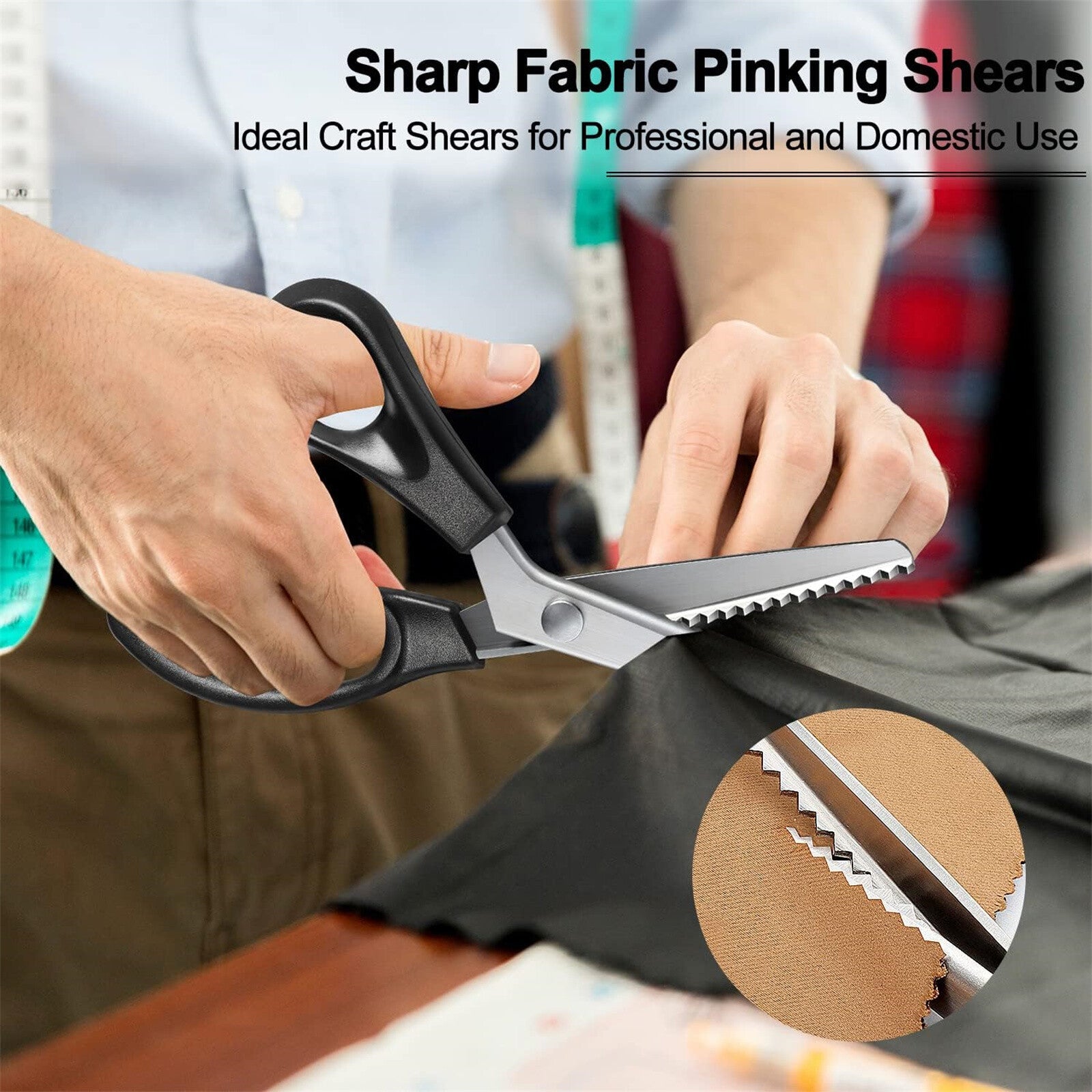 2PCS Zig Zag Pinking Shears – Serrated Fabric Scissors for Sewing Dressmaking Crafts