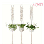 6PCS Macrame Plant Hanger Pot Holder - 100cm Cotton Rope Hanging Basket for Indoor Outdoor Planters