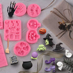 6PCS Halloween Silicone Mould Ghost Pumpkin Bat Skull DIY Resin Candle Craft Mold