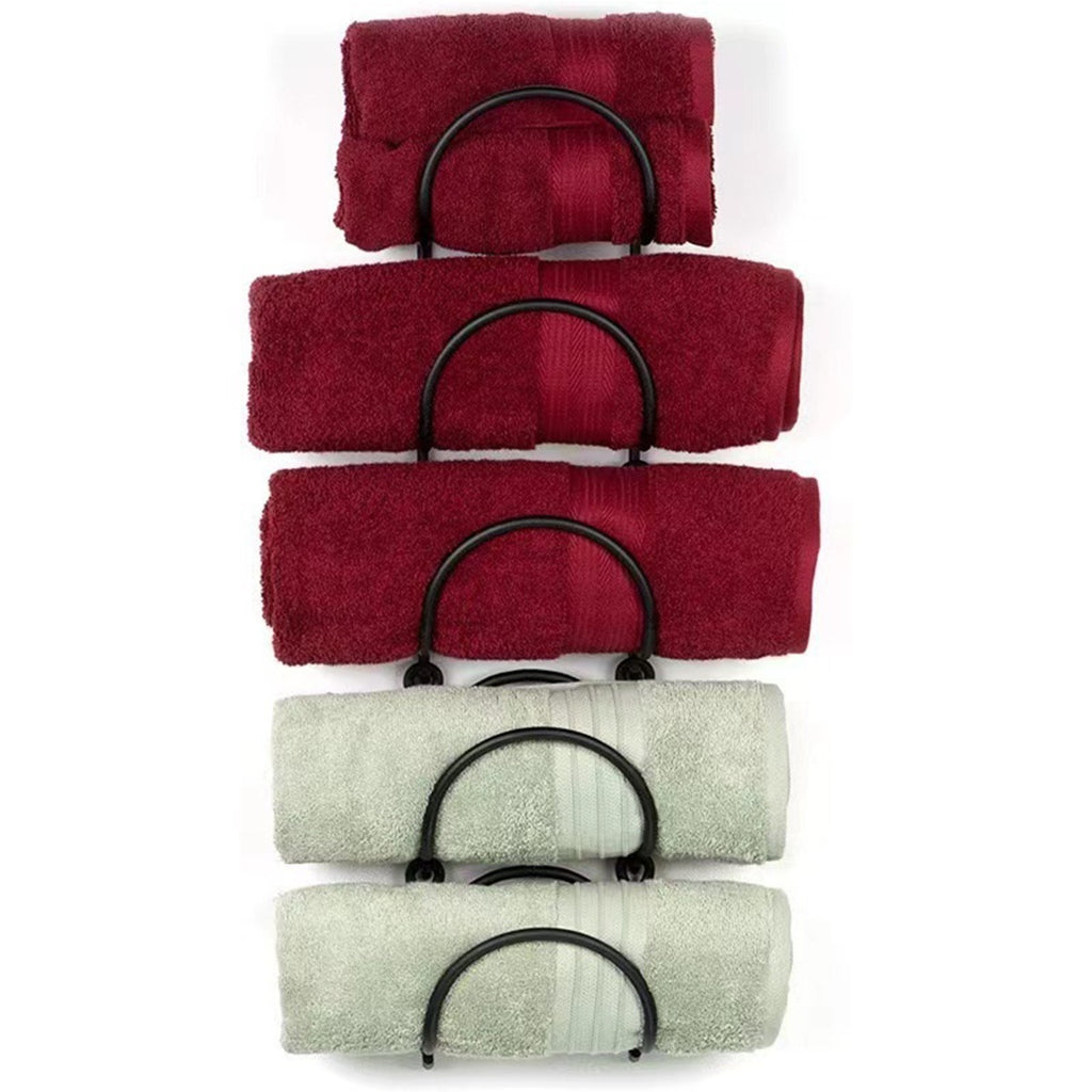 2PCS Space-Saving Towel Rack – Wall Mounted Bathroom Towel Organizer Hanger Black