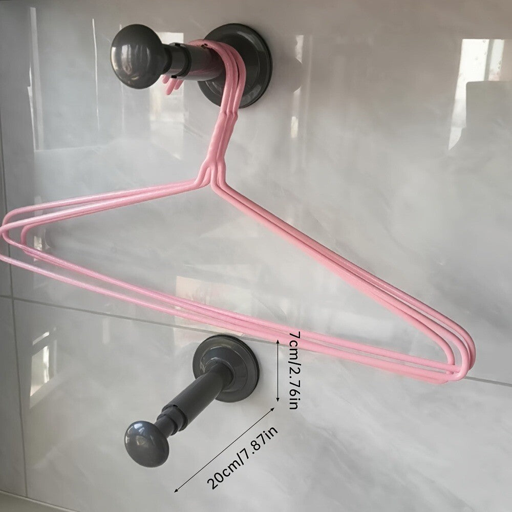 Telescopic Suction Cup Clothes Hanger Rack Wall Mounted Balcony Laundry Drying Rod