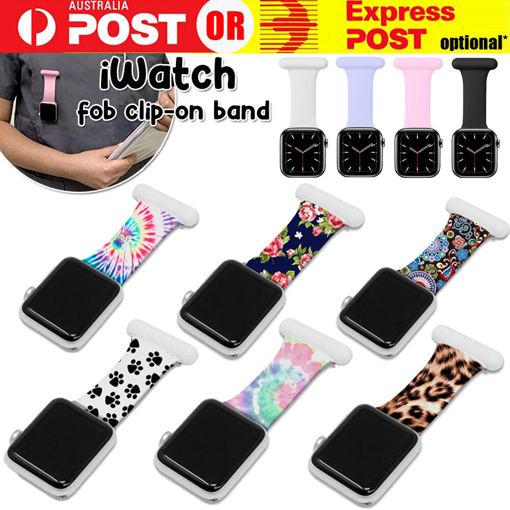Nurse fob watch band for Apple Watch, silicone clip on strap