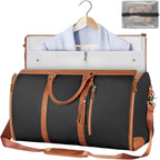 Foldable Travel Garment Duffle Bag - Large Capacity Lightweight Weekender Shoulder Bag Brown