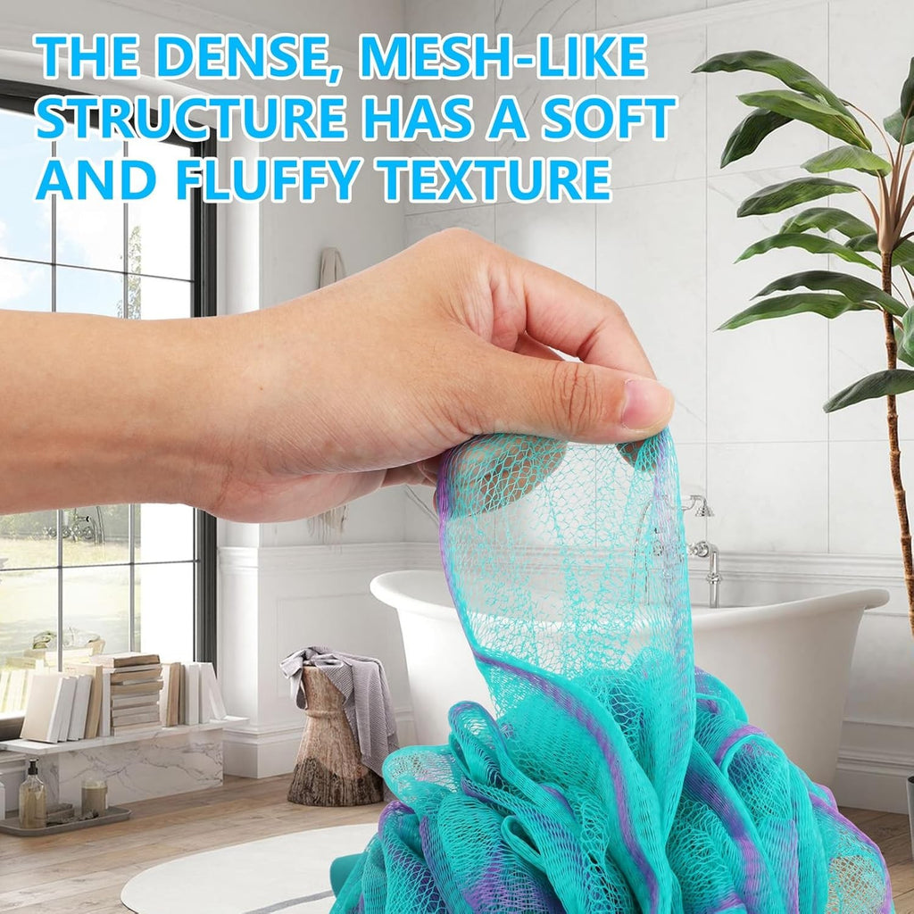 12pcs Mermaid Loofah Bath Sponge Set | Soft Exfoliating Shower Puff Body Scrubber