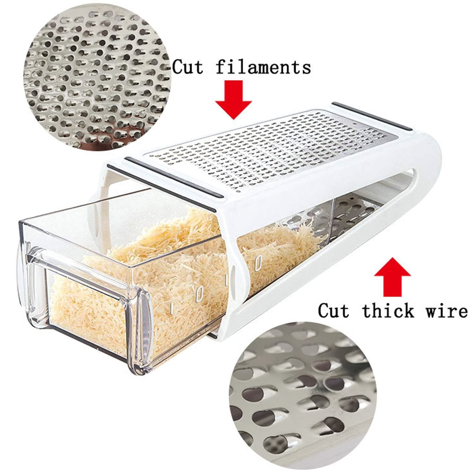 2PCS Vegetable Cheese Grater with Container – Double Sided Garlic Ginger Box Grater