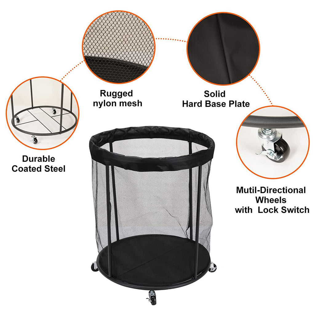 Garage Sports Ball Storage Cart | Rolling Mesh Organizer for Basketball, Soccer & Equipment