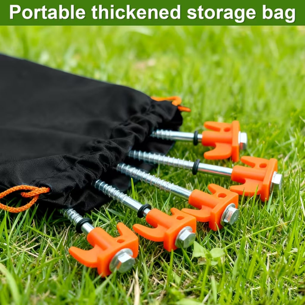 8Pcs Tent Pegs Heavy Duty Screw Steel In Ground Camping Outdoor Stakes Nails