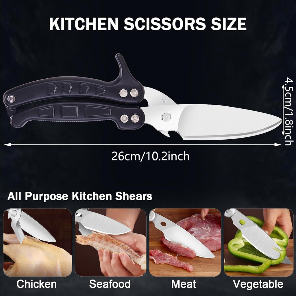 2pcs Heavy Duty Kitchen Scissors | Stainless Steel Meat Bone Shears & Beer Opener