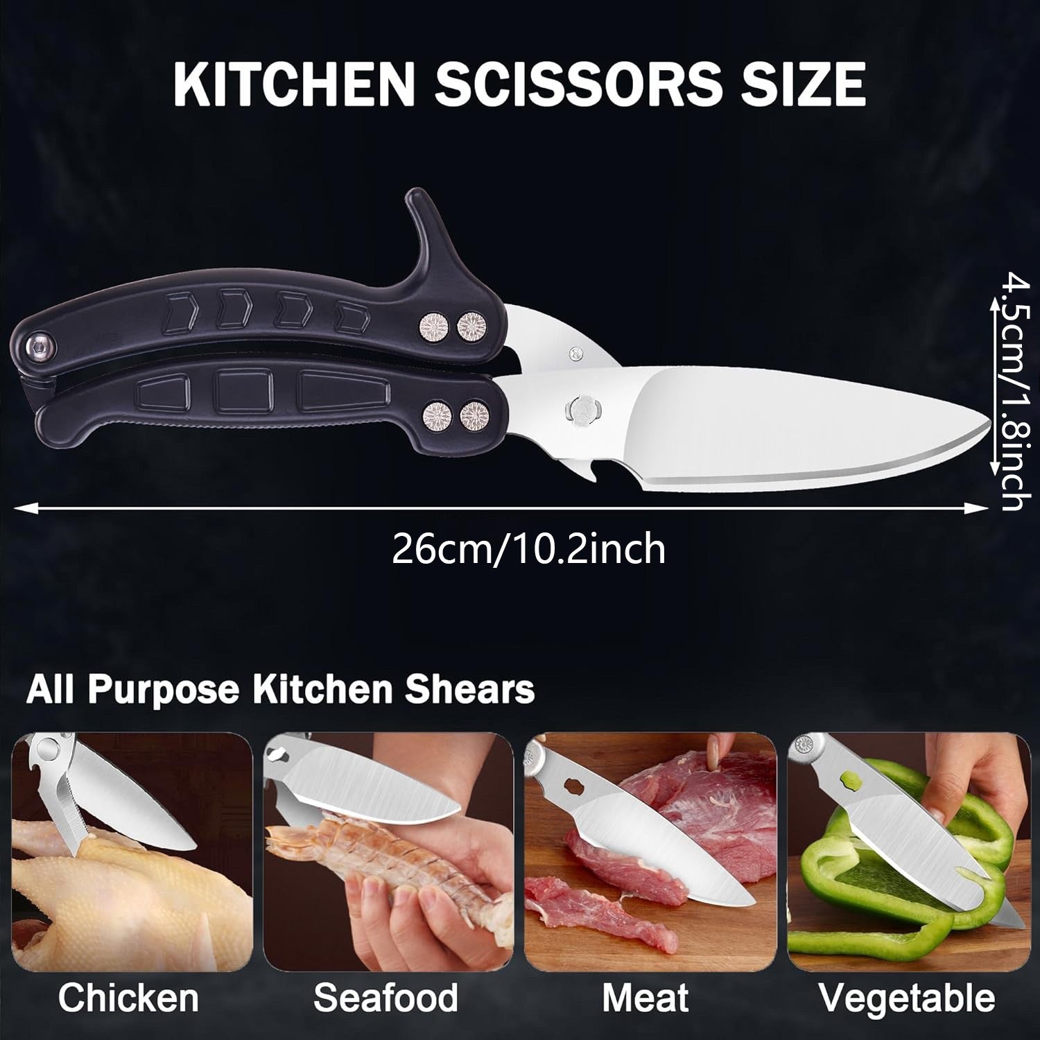 2pcs Heavy Duty Kitchen Scissors | Stainless Steel Meat Bone Shears & Beer Opener