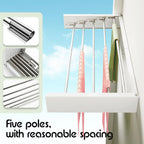 80CM Foldable Wall Mounted Clothes Drying Rack - Metal Towel and Laundry Holder White