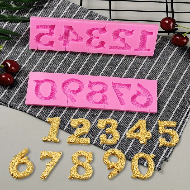 4PCS Number Silicone Fondant Mold Set – Cake Decorating Chocolate Sugarcraft Mould (0–9)