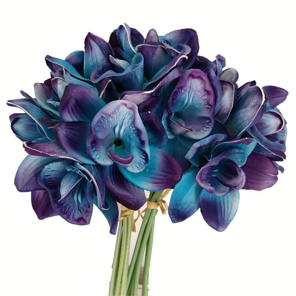 1PC Artificial Orchid Stem - Purple Turquoise Faux Flower Branch for Home and Event Decor