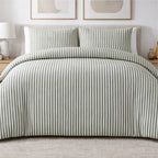 All Sizes Bed Quilt Cover/ Duvet Doona Cover/ Sage Stripe/ Jacquard Duvet Cover