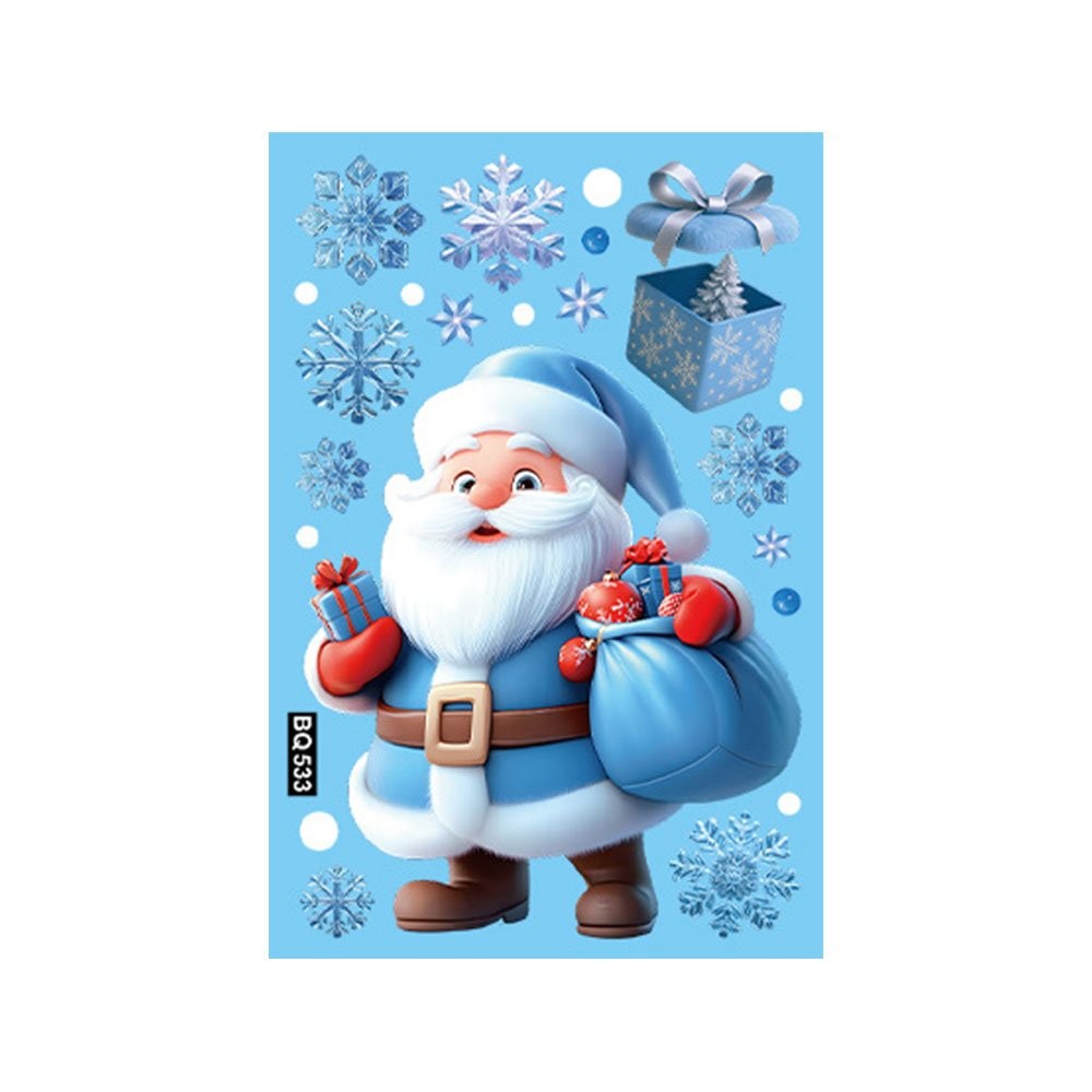 Christmas Window Stickers Winter Snowman Santa Claus Snowflake Elk Static OD