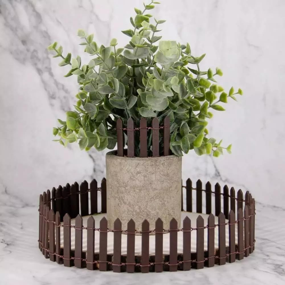 50PCS Mini Wooden Fence Fairy Garden Decor – Miniature Dollhouse Landscape Fence