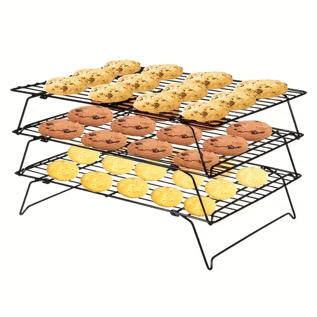 3-Tier Stackable Baking Cooling Rack Collapsible Iron Wire Rack for Baking